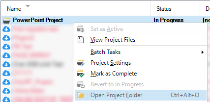 Open Project Folder