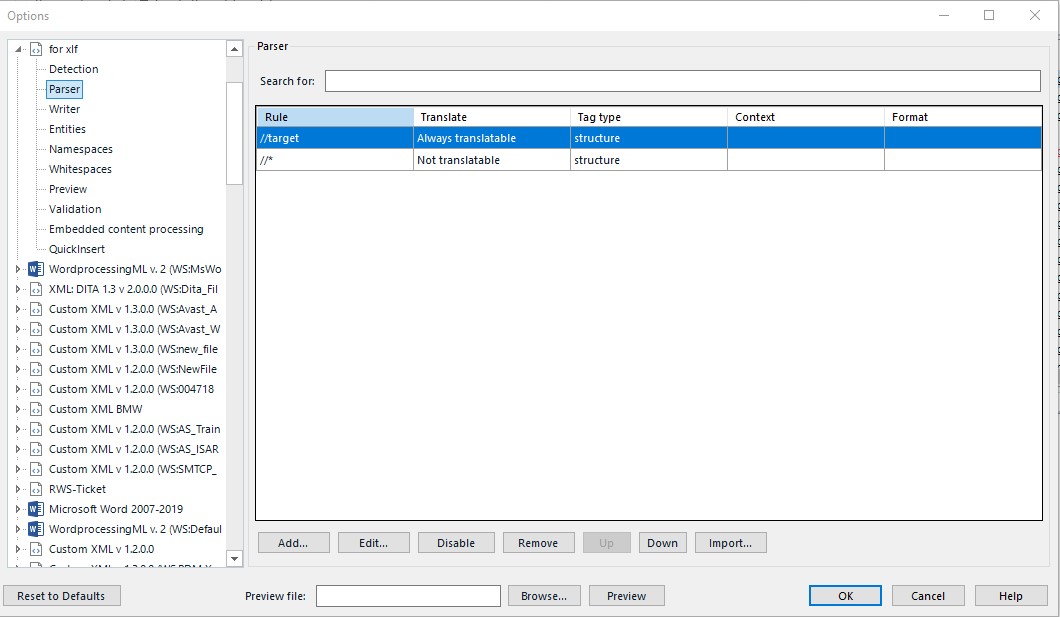 WorldServer How to set up a XLF/XLIFF File Type Configuration for target segment only