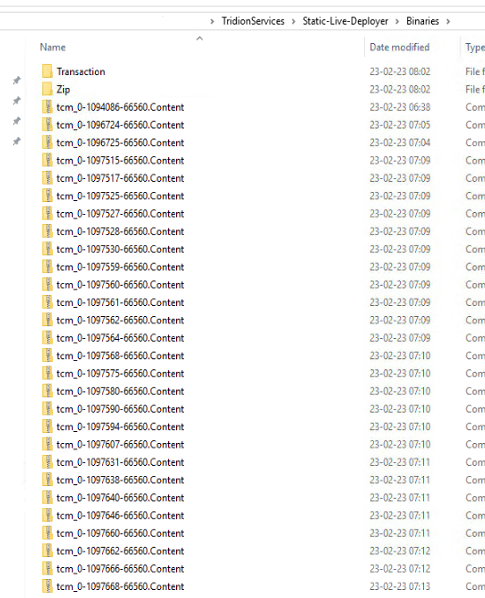 Folder containing a number of Empty Transaction Zips