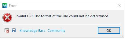 Invalid URI: The format of the URI could not be determined