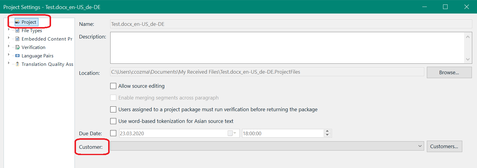 Error when saving project settings in trados studio failed to save