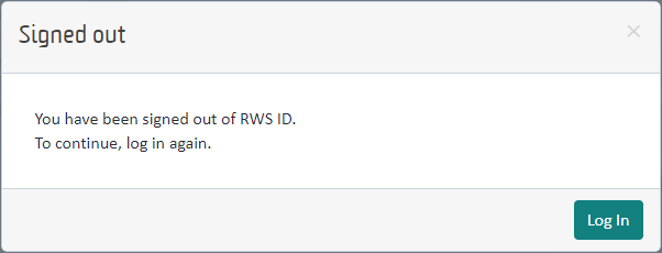 You have been signed out of RWS ID. To continue, log in again.